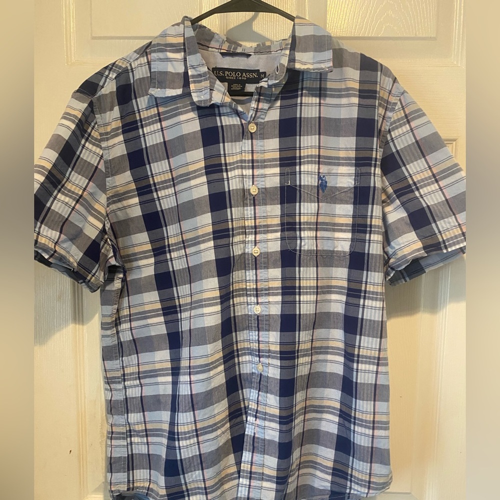 U.S. Polo Assn. Men's Navy and White Plaid Shirt